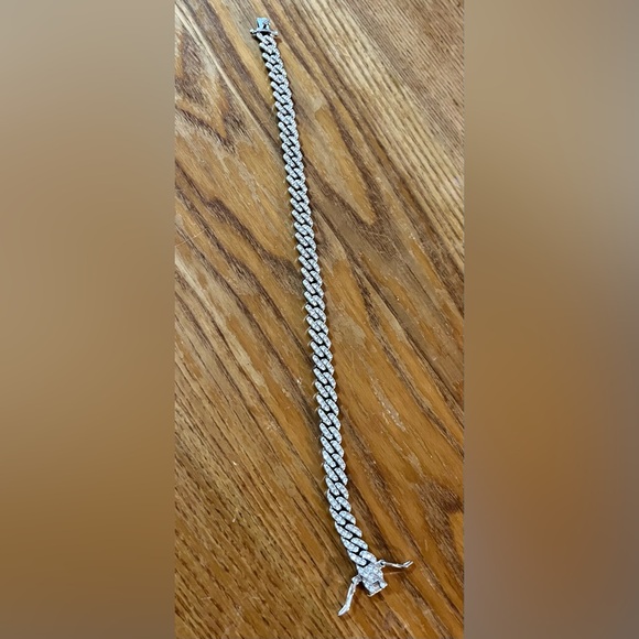 Unisex PLUS SIZE Cuban Link Tennis Bracelet - Silver/Zirconia - Fits 9.75-10 in - Picture 9 of 9